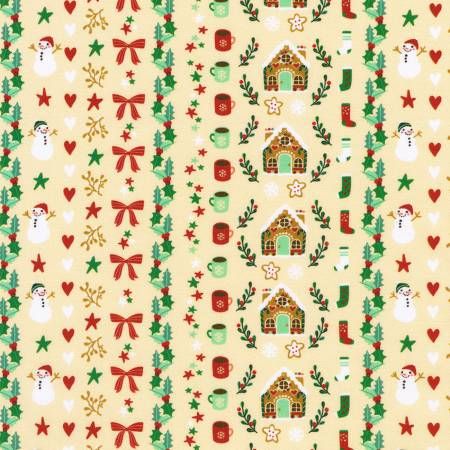 RK Tiny Tidings Cream Christmas Motif Stripe