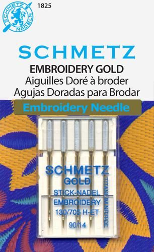 Schmetz Gold Embroidery Machine 90/14 Needles 5 Pack