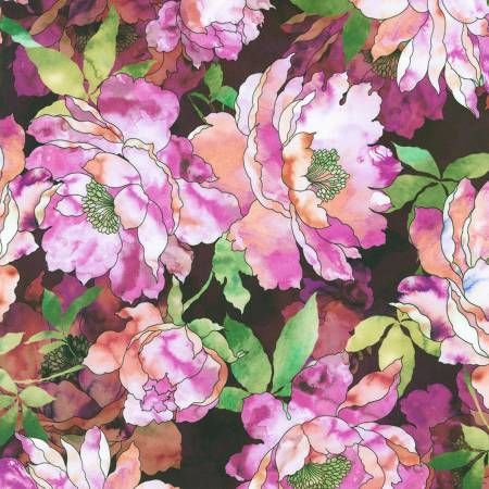RK Peonies Plum Quilting Cotton