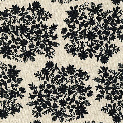 RK Sevenberry Black floral on Natural background CLEARANCE