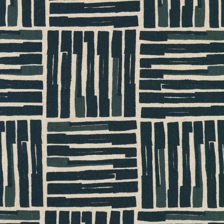 RK Squares Navy Cotton Linen Canvas Midweight fabric