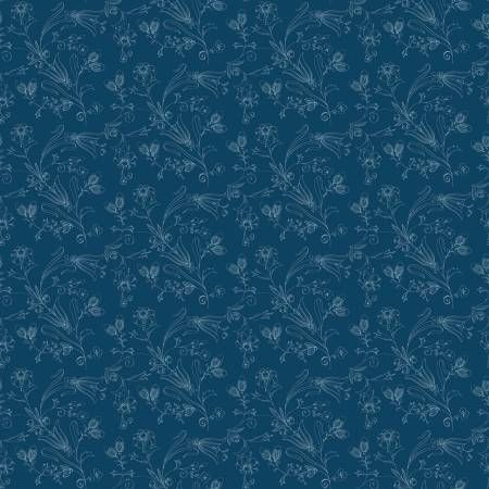 Sew America Flower Vines Blue Riley Blake