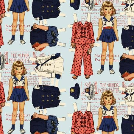 Sew America Navy Scout Paper Doll Blue Riley Blake