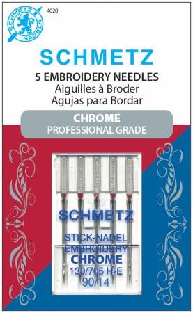 Schmetz Chrome Embroidery 90/14 Needles 5 Pack