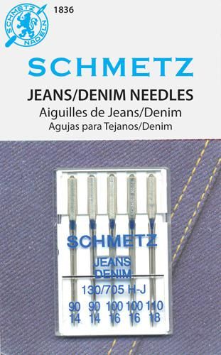 Schmetz Jeans Asst 90/14 &amp; 100/18 Needles 5 Pack