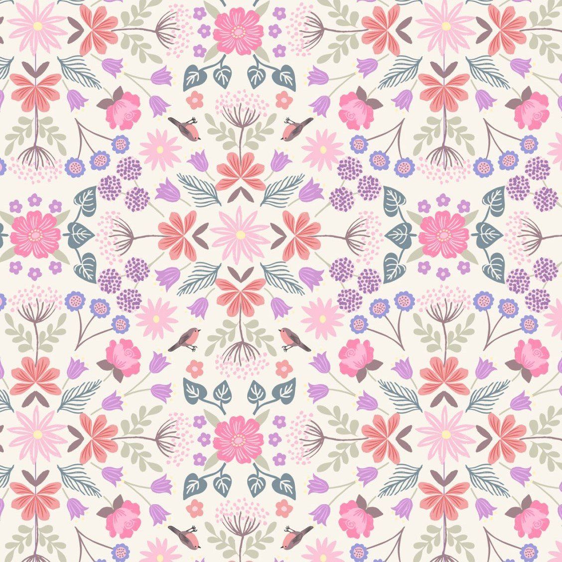 Secret Garden Robin Floral on Cream Lewis &amp; Irene