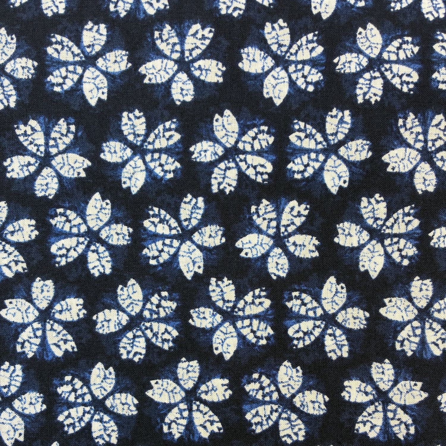 Sevenberry Cotton Printed Shirting Indigo Hand Stamp Style