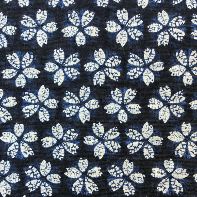 Sevenberry Cotton Printed Shirting Indigo Hand Stamp Style
