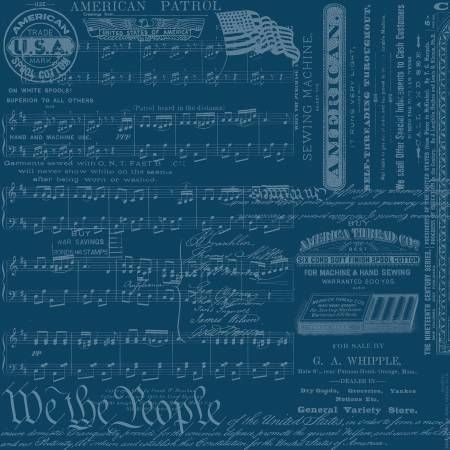 Sew America Patriotic Text Blue Riley Blake