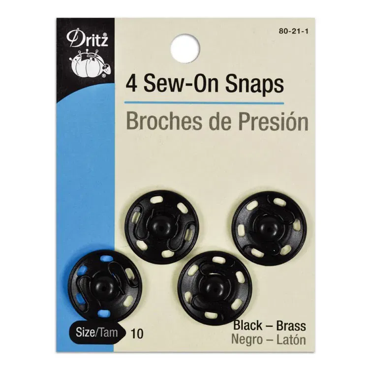 Sew-on Snaps Black 4ct 3/4"