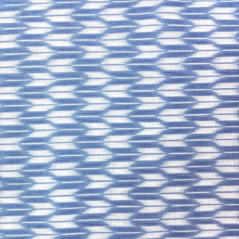 Sevenberry Cotton Printed Shirting Ikat Blue White