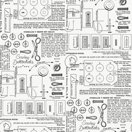 Sew America Sewing Notes Off White Riley Blake