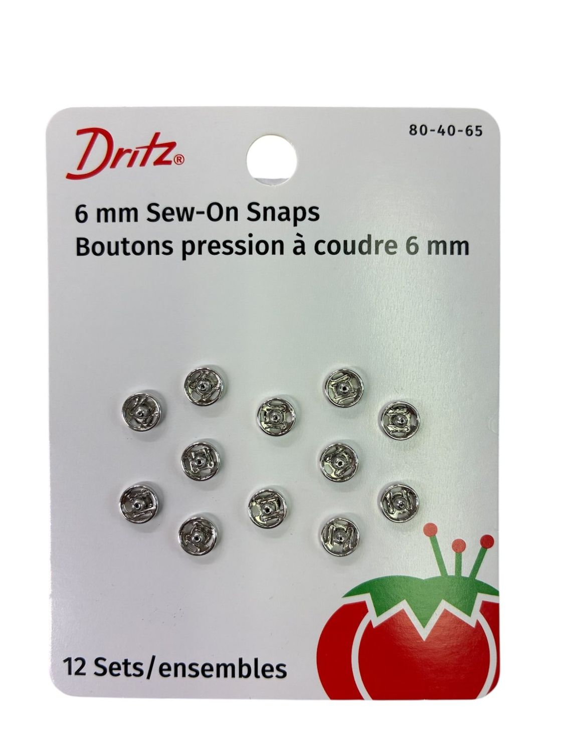 Sew-on Snaps Nickel 12ct 1/4"