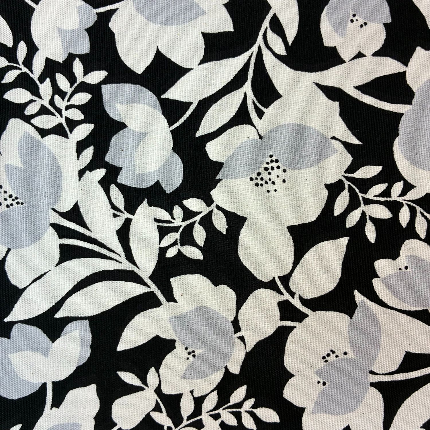 Shadowy Vine Floral Black Oxford Canvas Sevenberry 44"