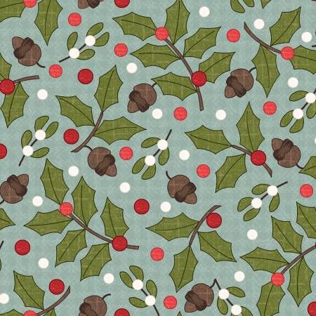 Snowtop Mountain Aqua Greenery Flannel Maywood Studio