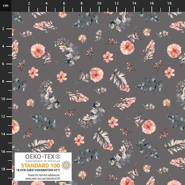 Stof Avalana Flowers Grey Jersey Knit