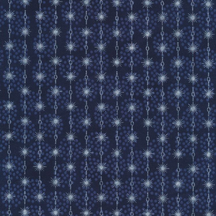 Stof Blue/Silver Stars in Line Frosty Snow Quilting Cotton