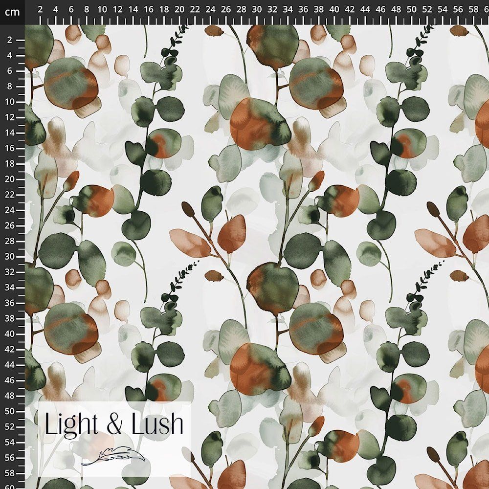 EOB 1.75 yd Stof Light and Lush Eucalyptus Viscose DEFECT ON LAST 3/8 so priced as 1 3/8