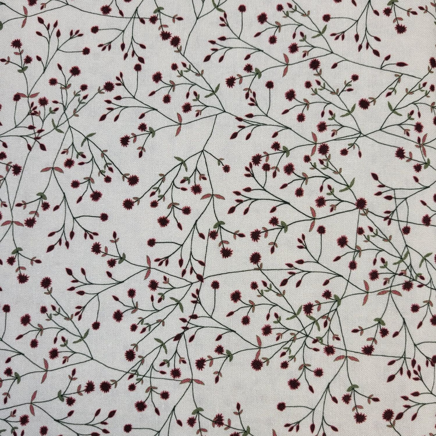Stof Little Wildflowers Cream flowers &amp; branches Quilting Cotton