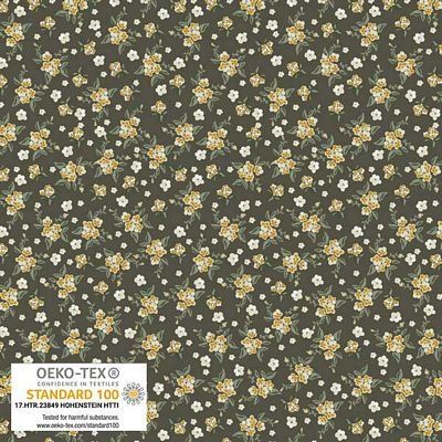 EOB 2.5 yd Stof Avalana Army Green Small flowers Jersey Knit