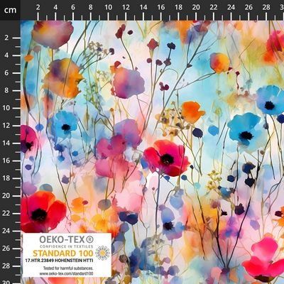 Stof Avalana Wild Poppies Multi Jersey Knit