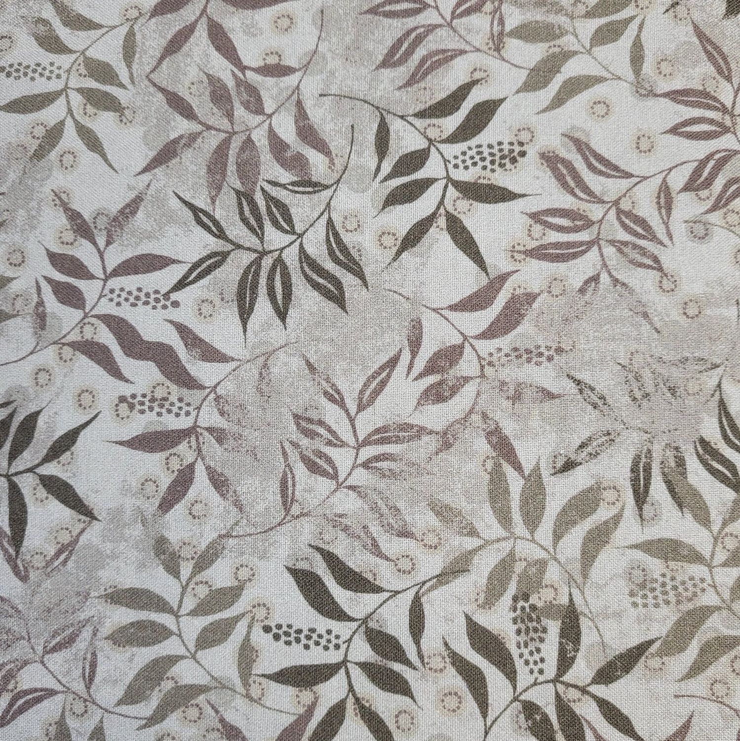 Stof Keep Blooming Brown Leaves Quilting Cotton
