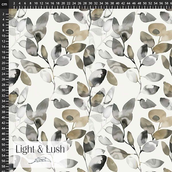 Stof Light and Lush- Grey Leaveson Why Viscose