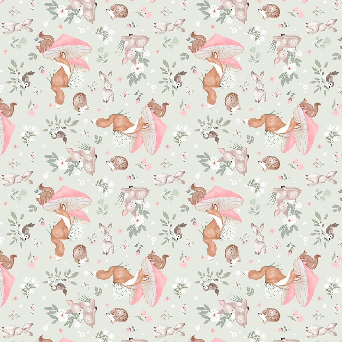 Sweet Woodland Cuddly Critter Garden 3 Wishes Fabric