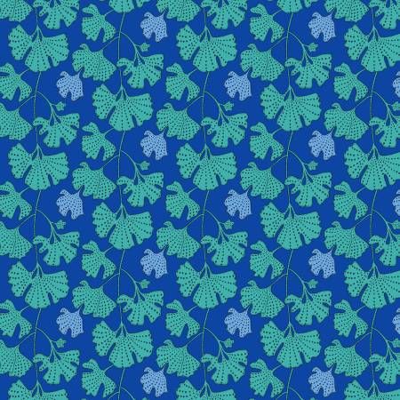 Sunshine Cerulean Ginkgo Windham Fabrics