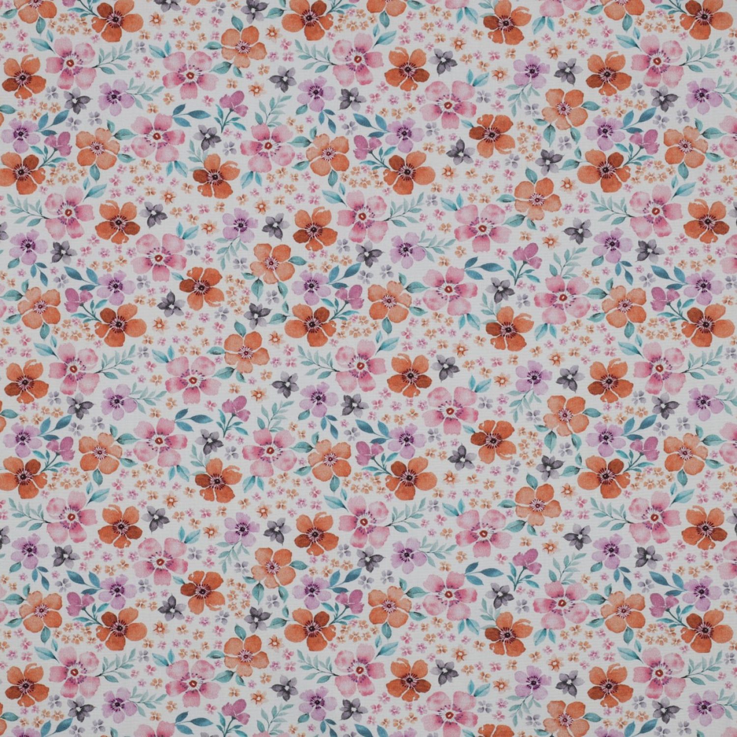 Verhees Fine Poplin Digital Floral Print White