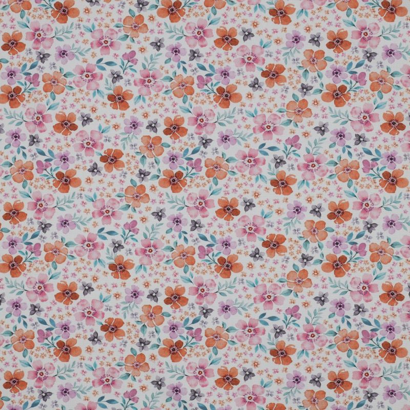 Verhees Fine Poplin Digital Floral Print White