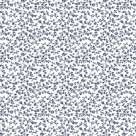 Vineyard Floral White &amp; Navy Benartex