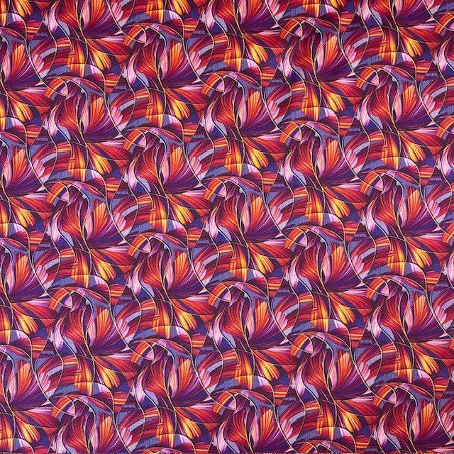 Warm Toned Silk Stretch Charmeuse Print