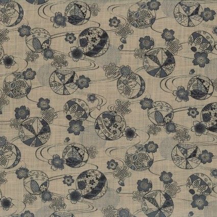 Traditional prints Indigio on Dobby weave cotton Kokka Japanese fabric