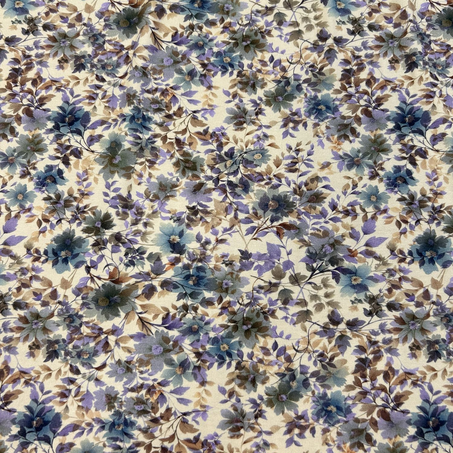 Viscose Jersey Knit Blue Flowers Verhees