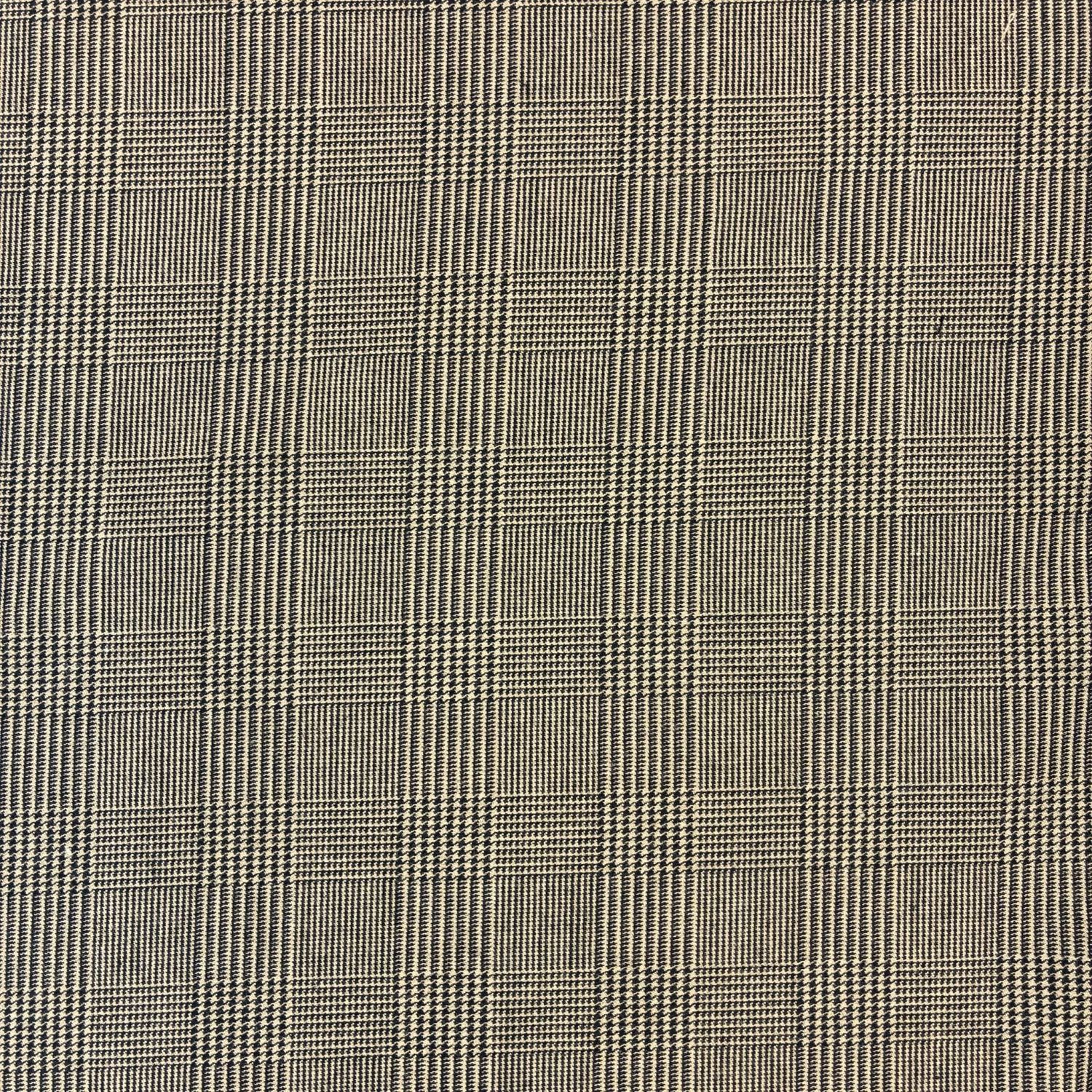 Wool Blend Stretch Saxony Houndstooth Camel Black Suiting