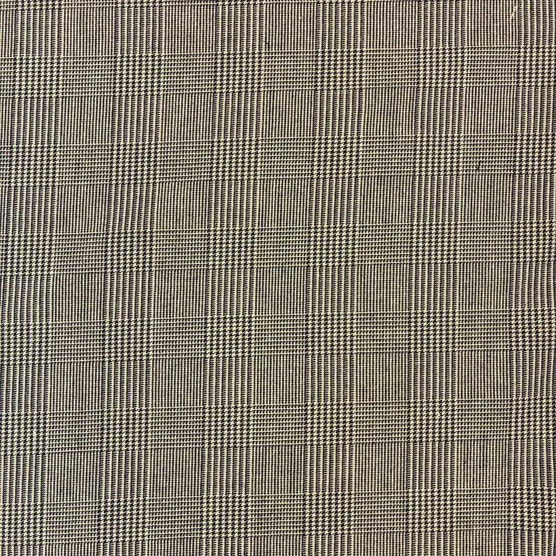 Wool Blend Stretch Saxony Houndstooth Camel Black Suiting