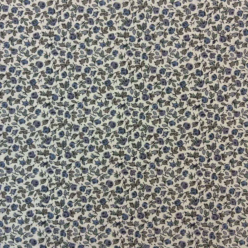 Tiny Floral Print on White Cotton Lawn