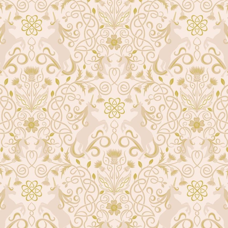 Unicorn on cream Lewis &amp; Irene Metallic Quilting Cotton CLEARANCE