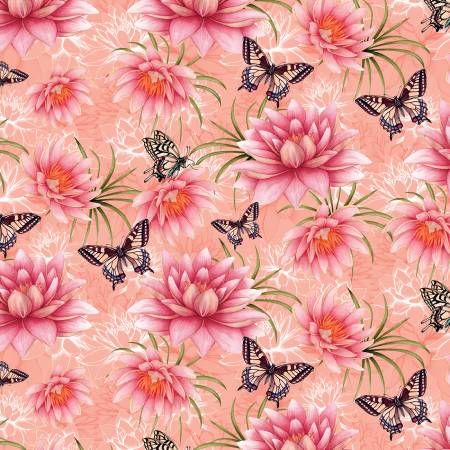 Whispers of Pond Life Blush Lotus Flowers Quilting Cotton Studio E