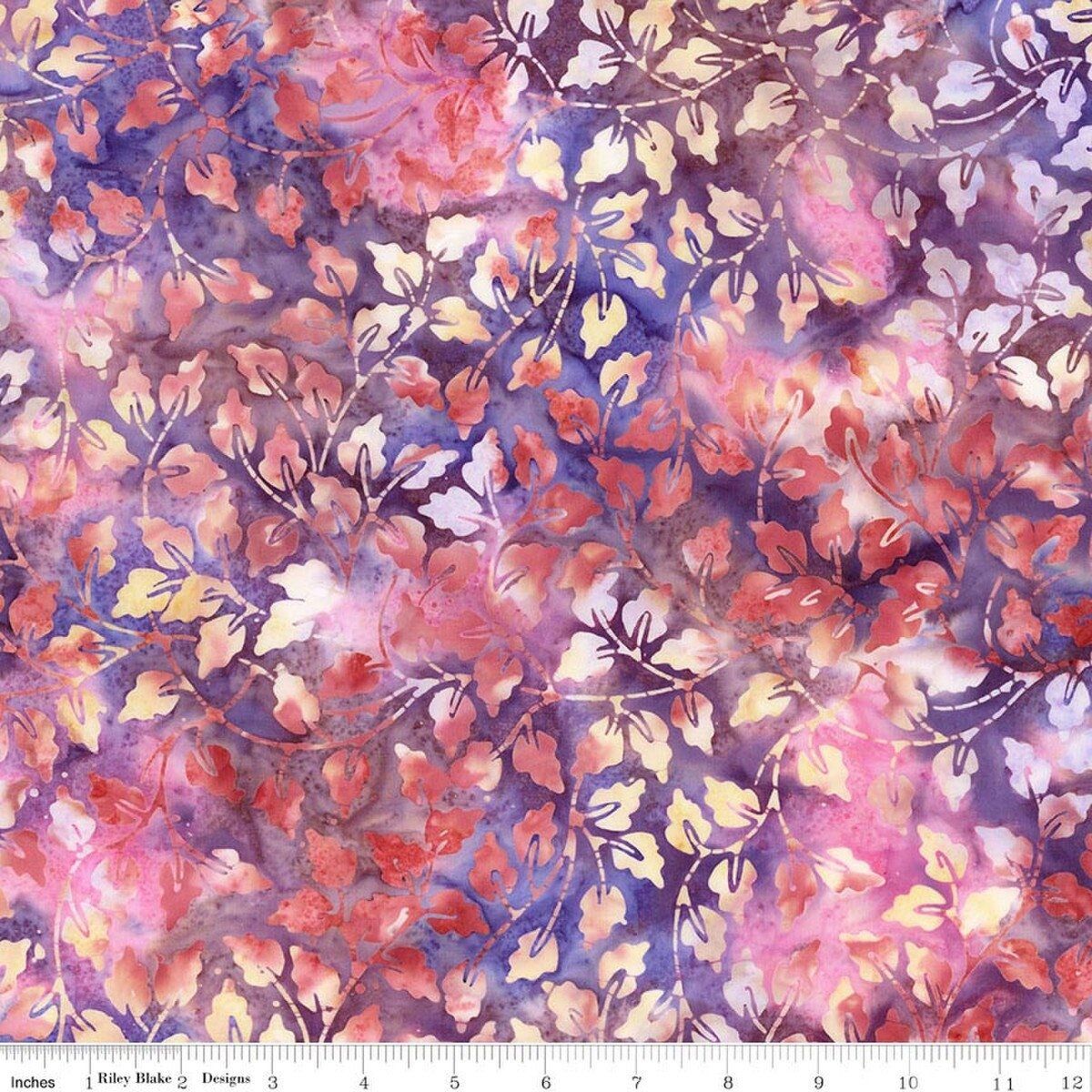 Wildflowers Raspberry Nightshade Leaves Riley Blake Batiks