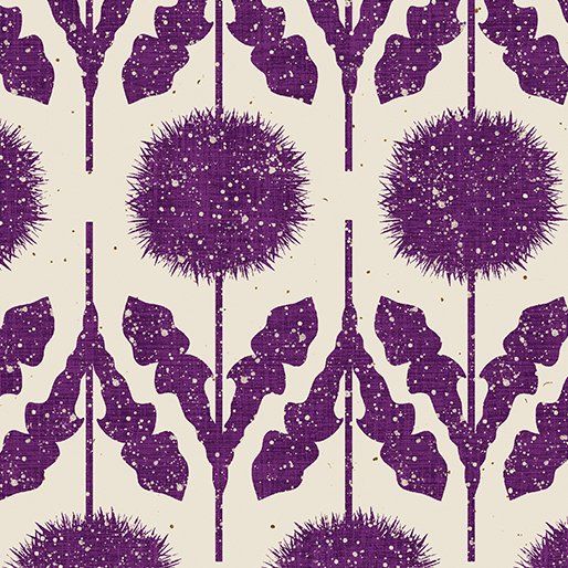 Wishflower Border Purple Benartex