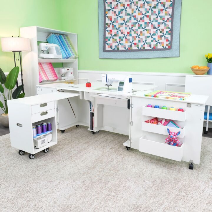 Arrow Aussie Sewing Cabinet - Available for Order, Finish: Ash White Electric Lift
