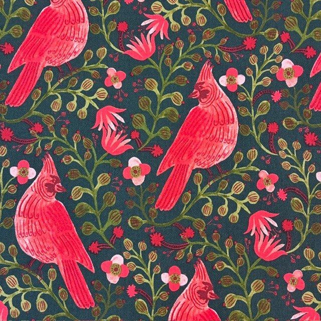 Holiday Classics Cardinal Evergreen Canvas Cotton + Steel Rifle Paper Co