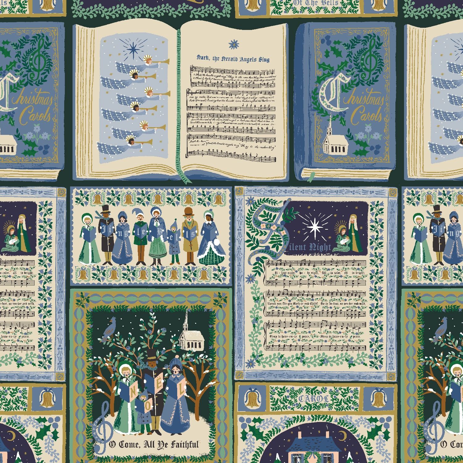 Holiday Classics Christmas Carols Navy Cotton + Steel Rifle Paper Co
