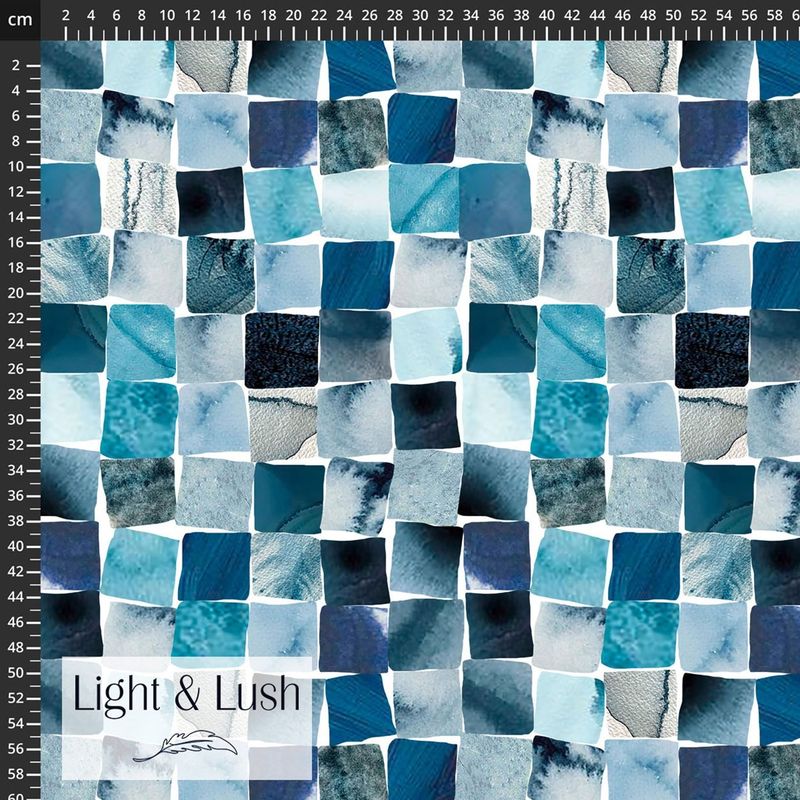 Stof Light and Lush- Blue Grey Tiles