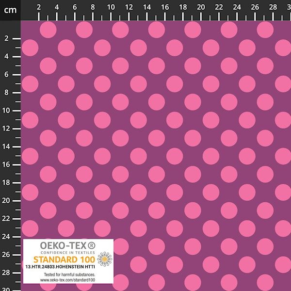 Stof Avalana Polka Dots Purple Pink Jersey Knit