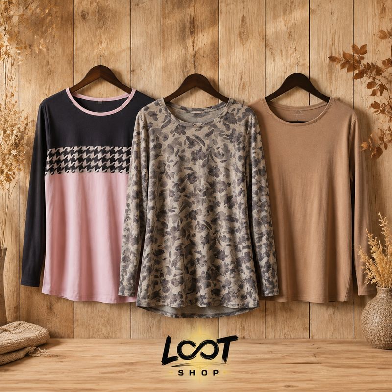 Douceur d’octobre | Lot de 3 chandails à manches longues | Femme | Large