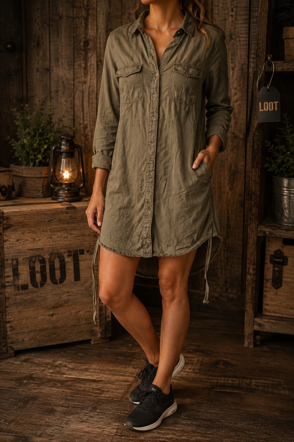 Robe-chemise Parasuco |  kaki militaire | Femme | Medium