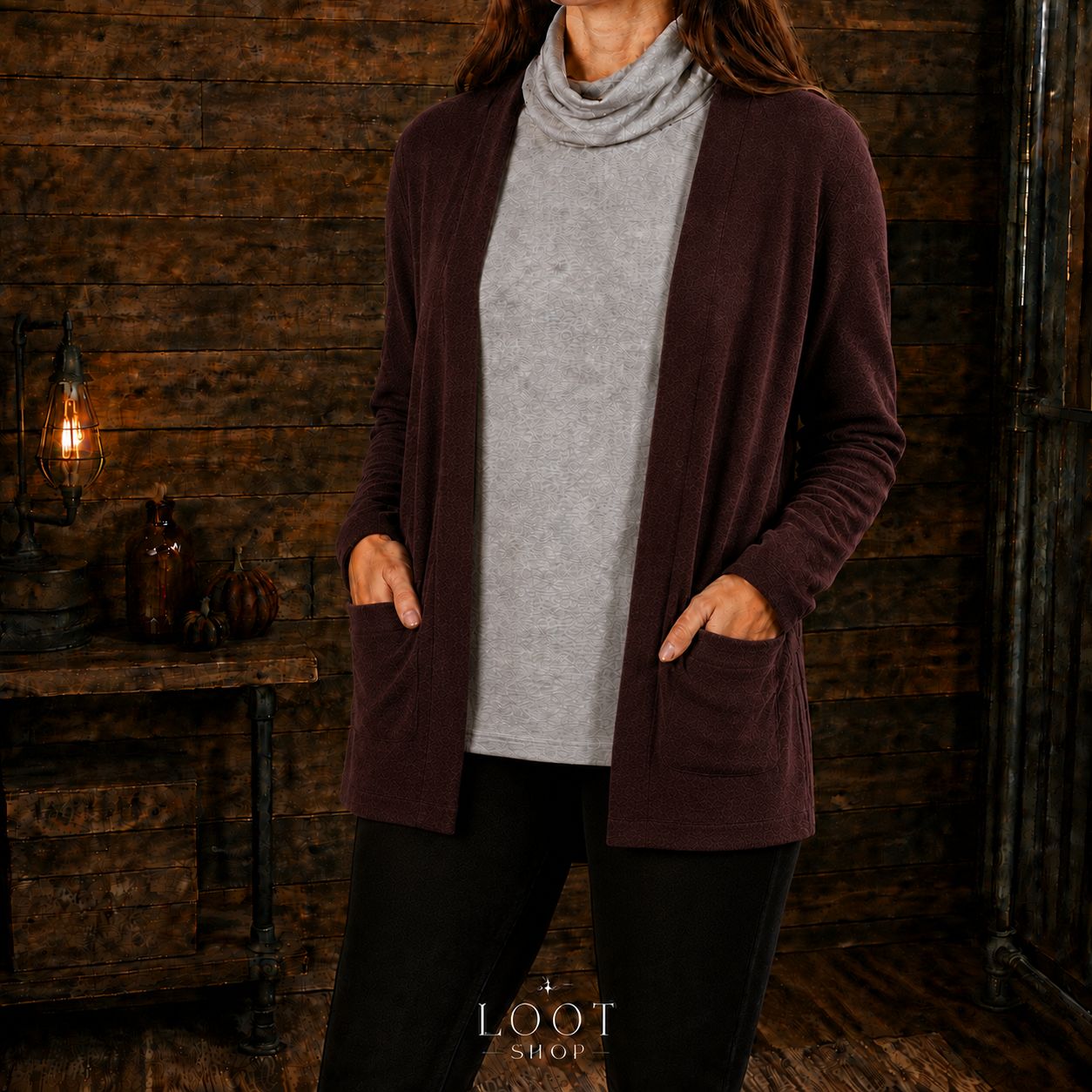 Douceur bourgogne | Duo automnal avec cardigan | Femme | Small